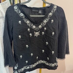 Monsoon Black Embroidered Women's Blouse